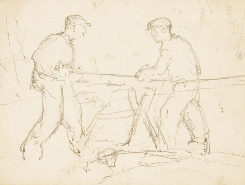 Men Sawing a Log; Two Men Chatting; Studies of Male Figures Working by Manly Edward MacDonald
