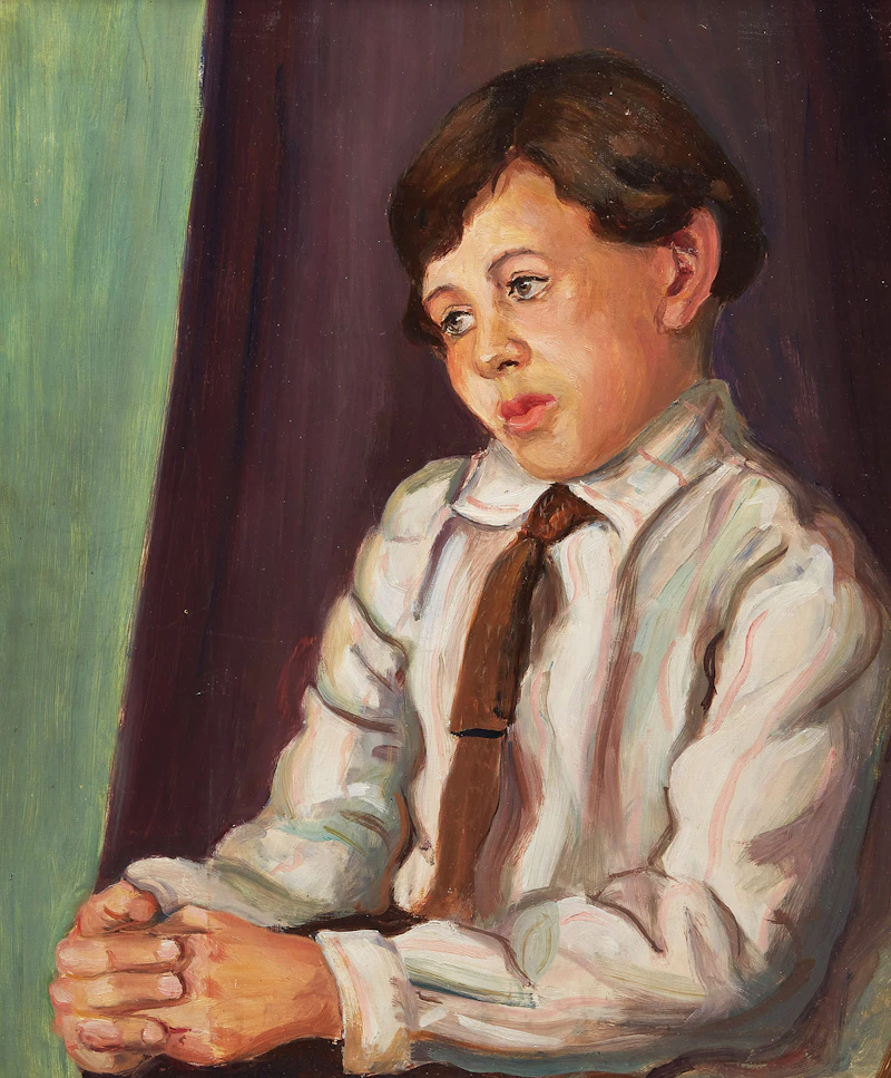 Aleen Elizabeth Aked, Portrait of a Boy, oil on board