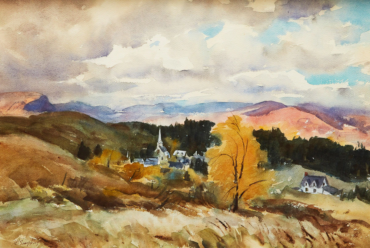 Henry John Simpkins, Landscape , watercolour, 1973