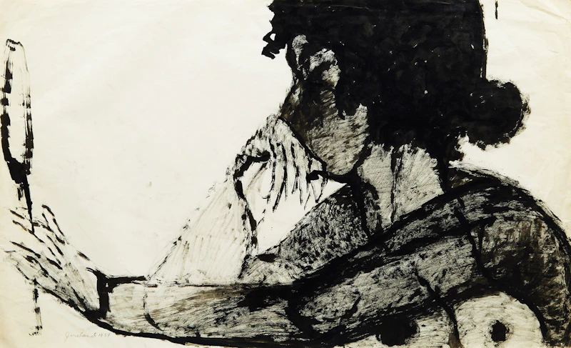 Joyce Wieland, Woman with Mirror, ink
