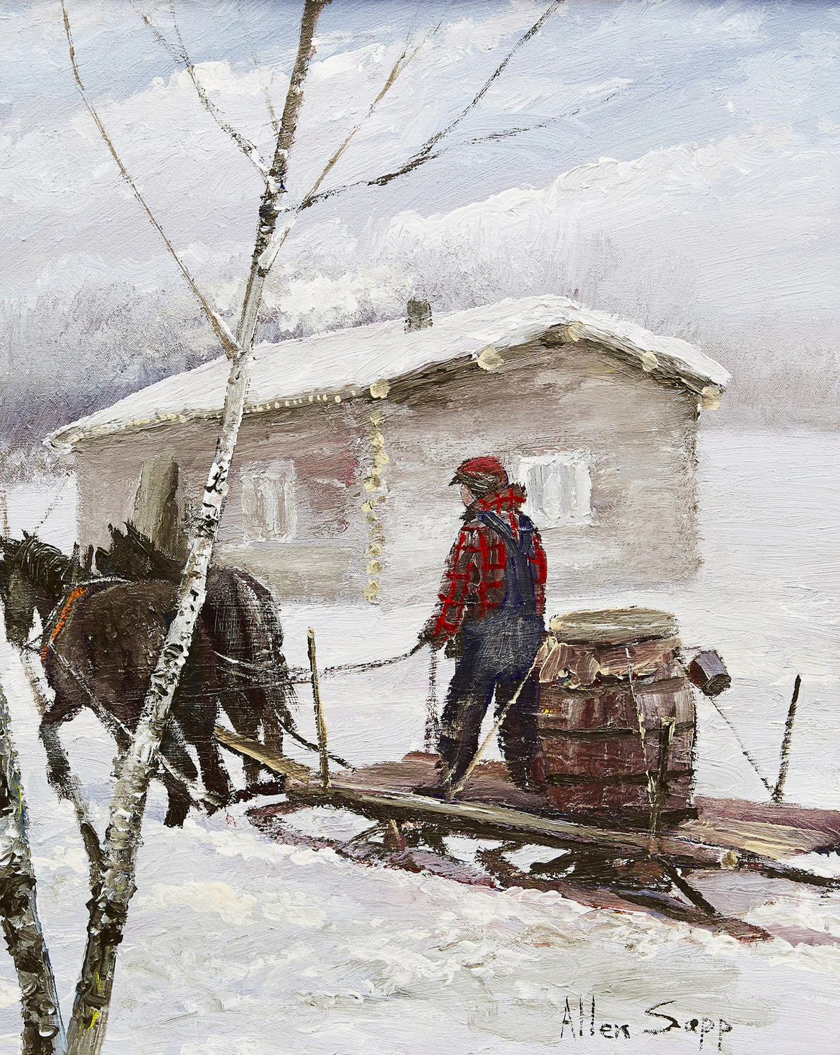 Allen Sapp, Got the Water from a Well, acrylic on canvas, 1971