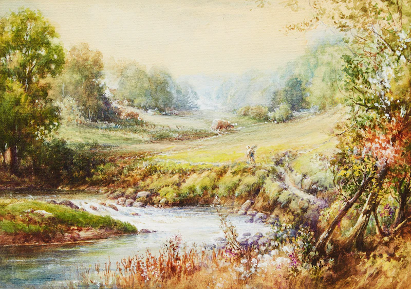 Bend in Don River Between Cummer and Finch - Richardson House in Background by Frederick Henry Brigden