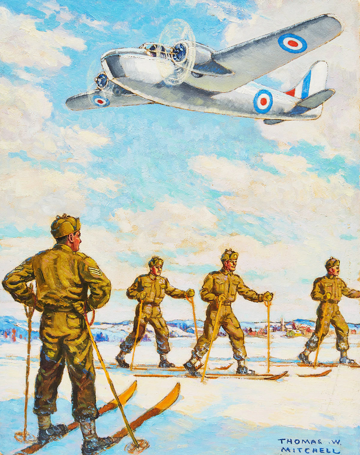 Thomas Wilberforce Mitchell, Ski Patrol, oil on board