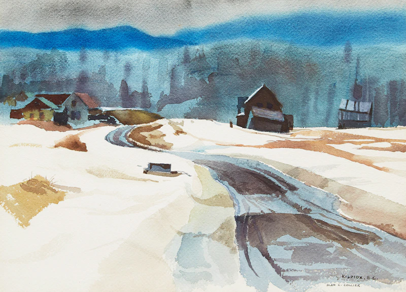 Alan Caswell Collier, March in Kispiox, B.C., watercolour