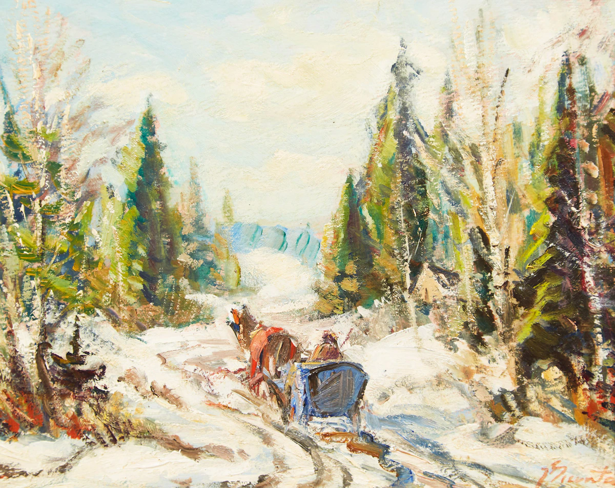 Joseph Giunta, Winter in the Laurentians, Que., oil on board