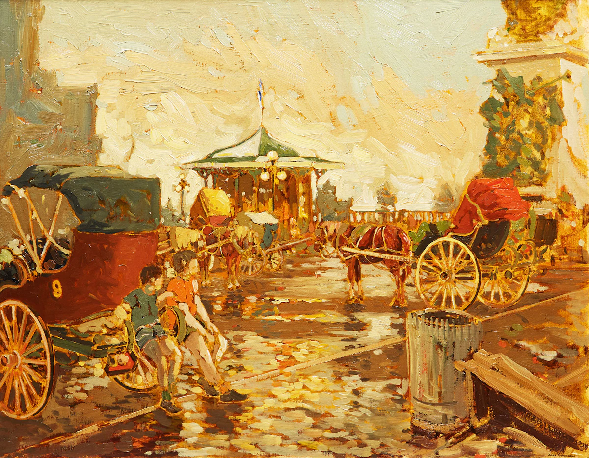 Arto Yuzbasiyan, City Square, oil on canvas