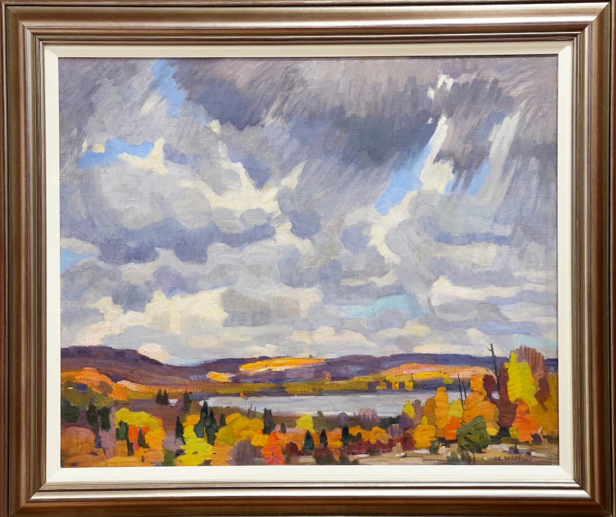 Peter Clapham Sheppard, Autumn Skies, Lake of Bays, oil on canvas, circa 1945