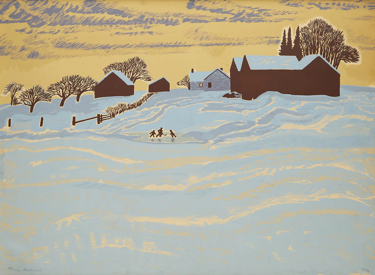 Thoreau MacDonald, Winter Evening, sampson-matthews silkscreen
