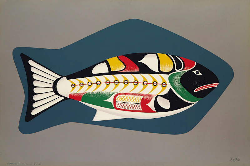 Nootka King Salmon; Soapstone Carving of a Loon by Arthur Donald Price