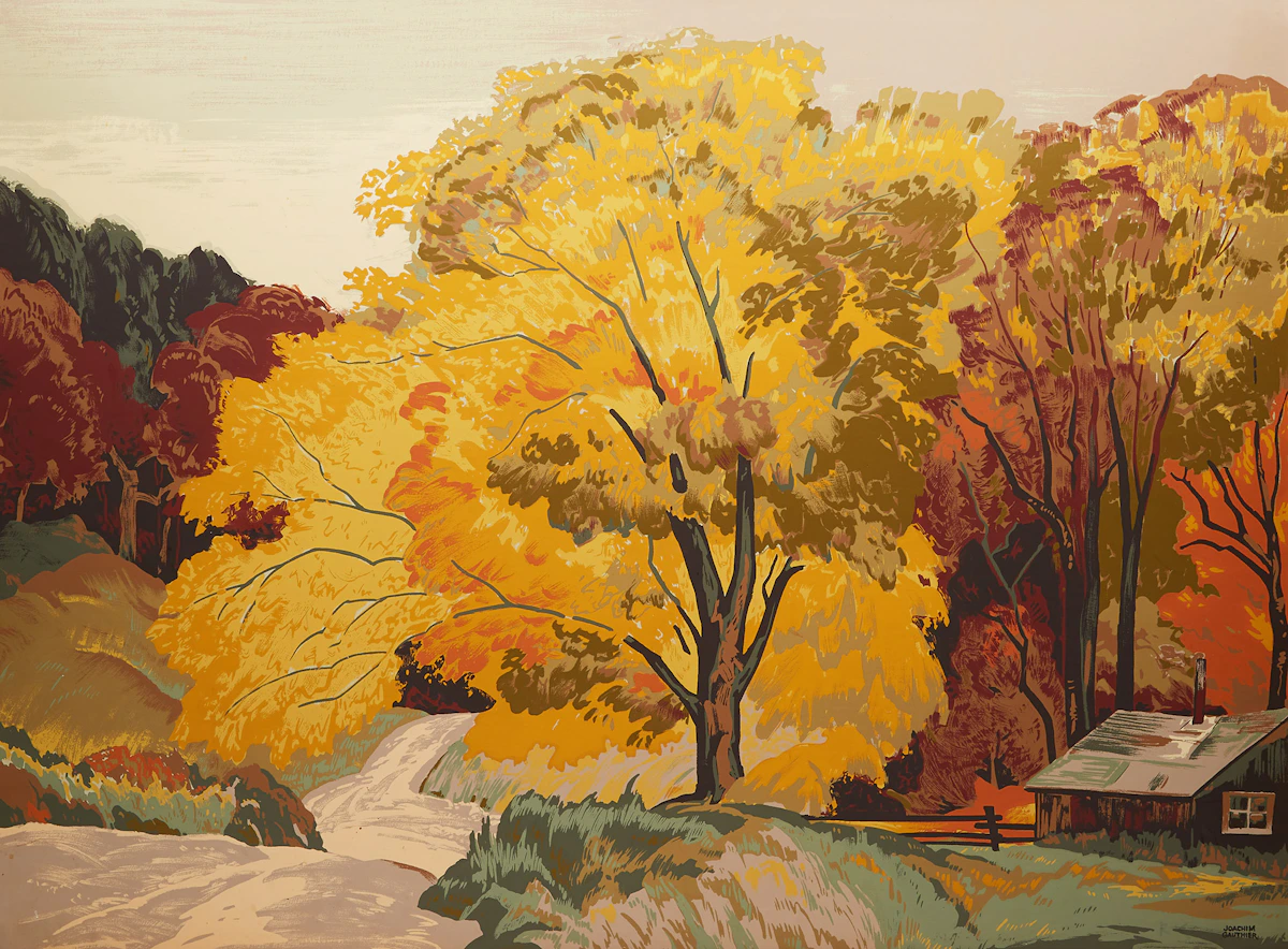 Joachim George Gauthier, Autumn Road, Haliburton, sampson-matthews silkscreen