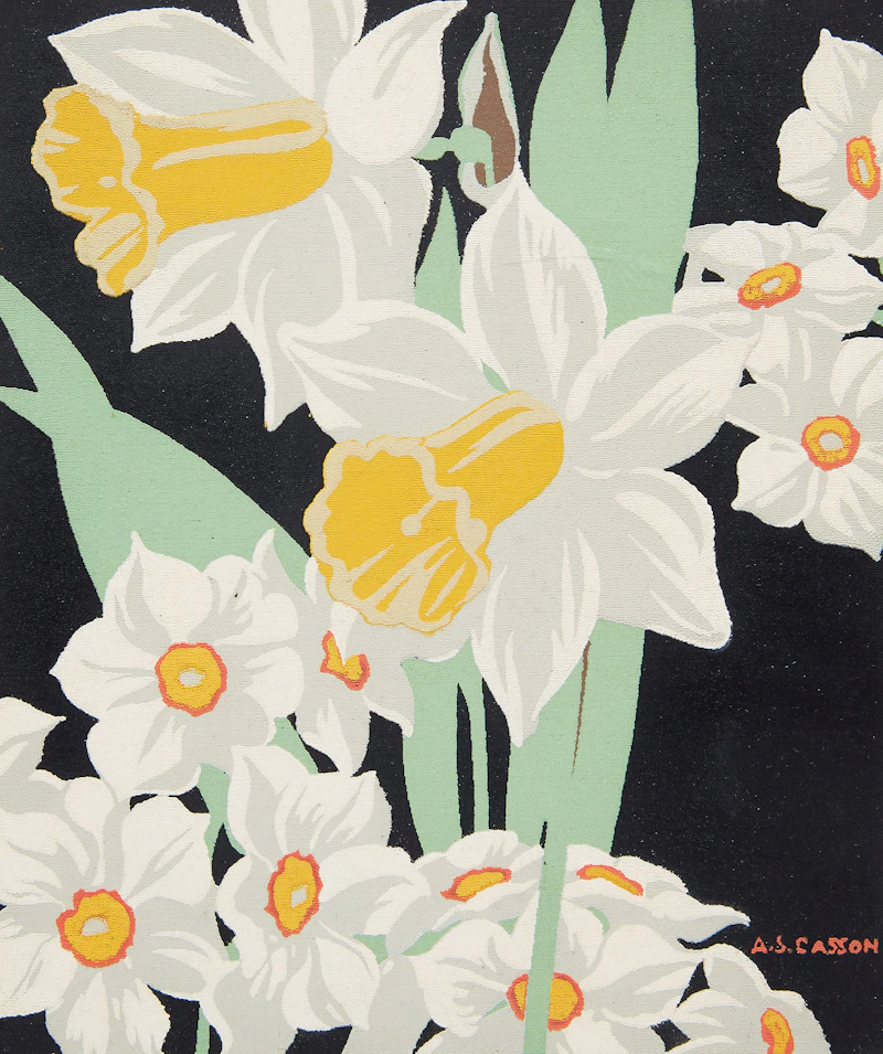 Alfred Joseph Casson, Daffodils, colour silkscreen
