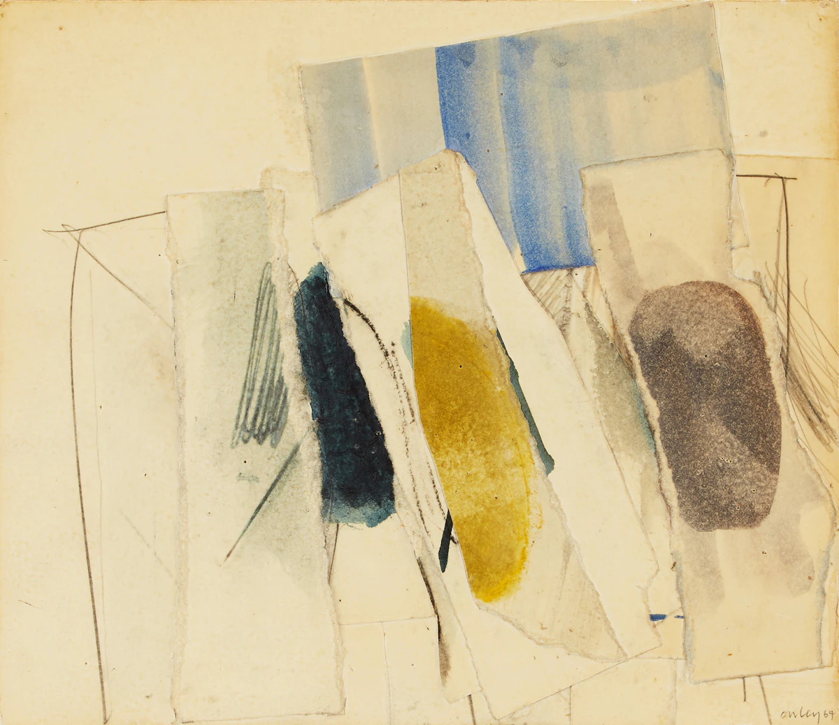 Toni Onley, Untitled, mixed media collage, 1964