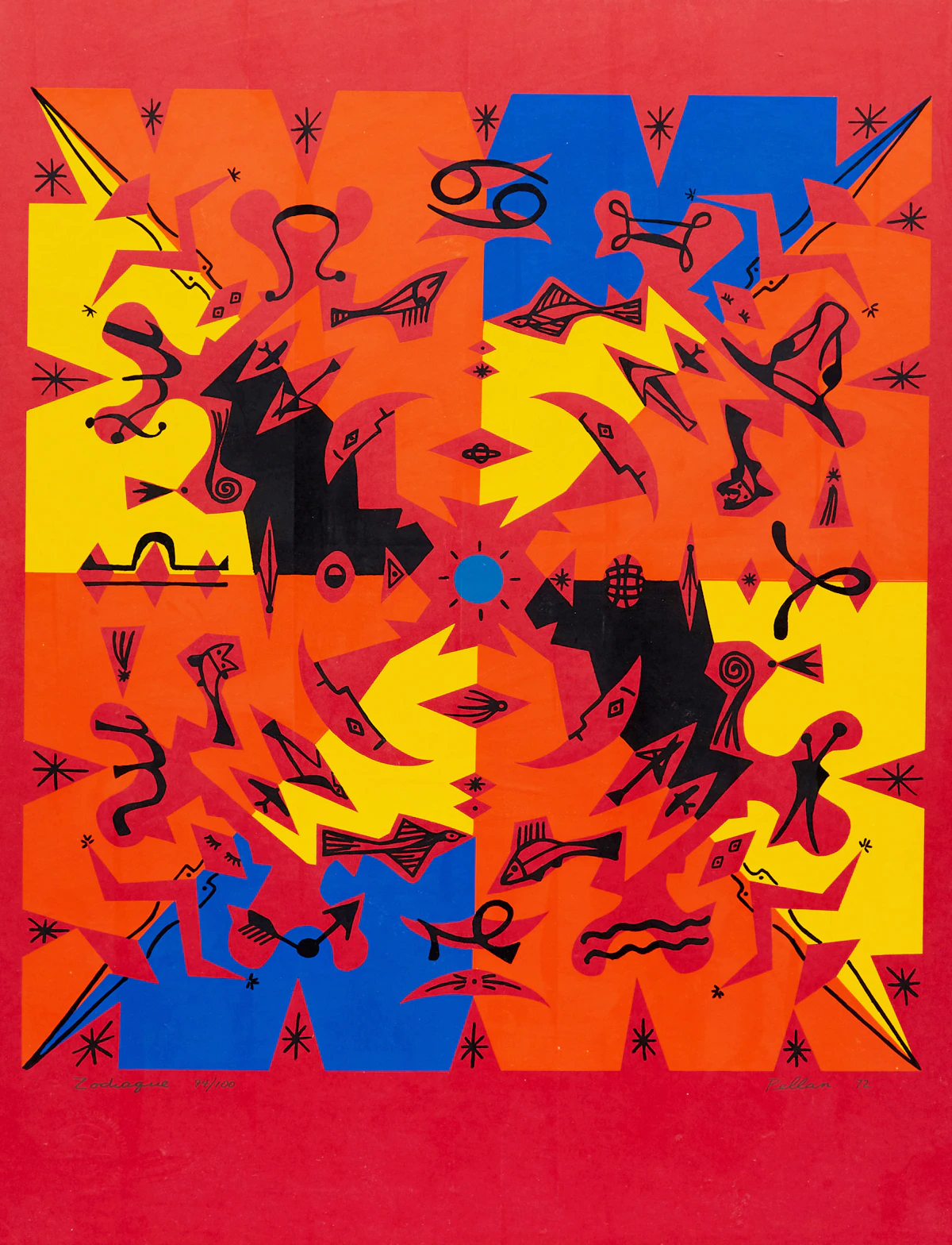 Alfred Pellan, Zodiaque, colour serigraph, 1972