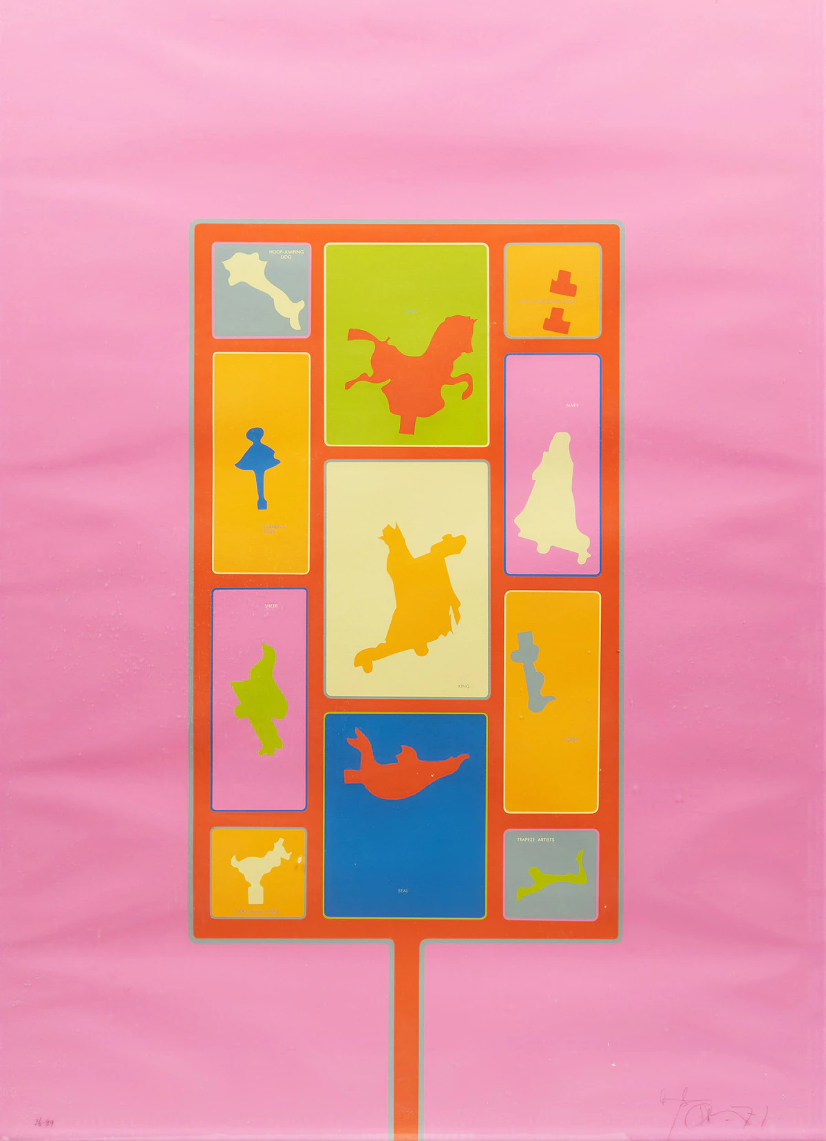 Harold Barling Town, Child’s Punchout Through Rearview Mirror, colour silkscreen, 1971