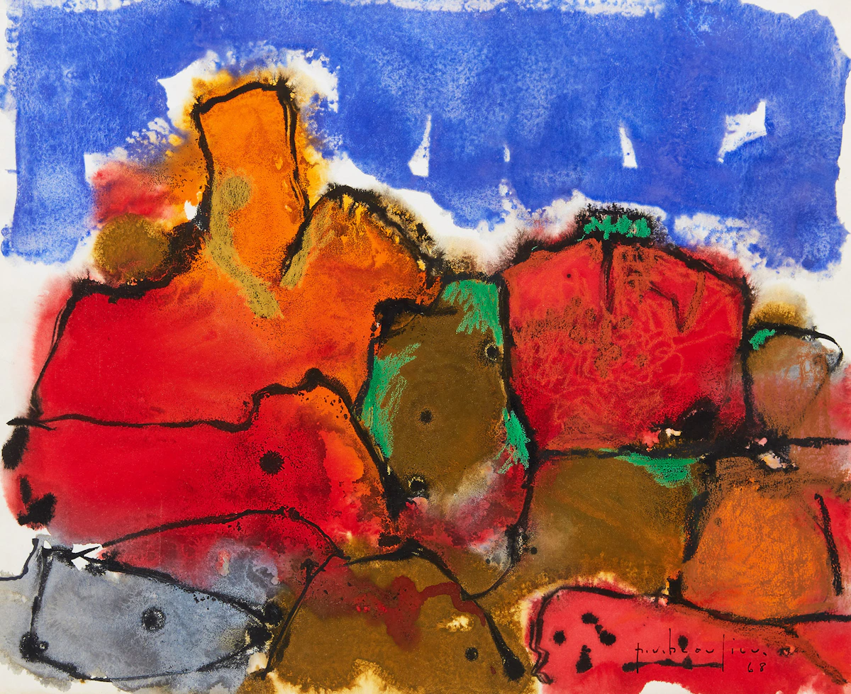 Paul-Vanier Beaulieu, Abstraction, watercolour, 1968