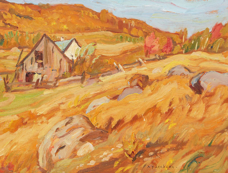 Alexander Young Jackson, Quebec Farm, Autumn, oil on board