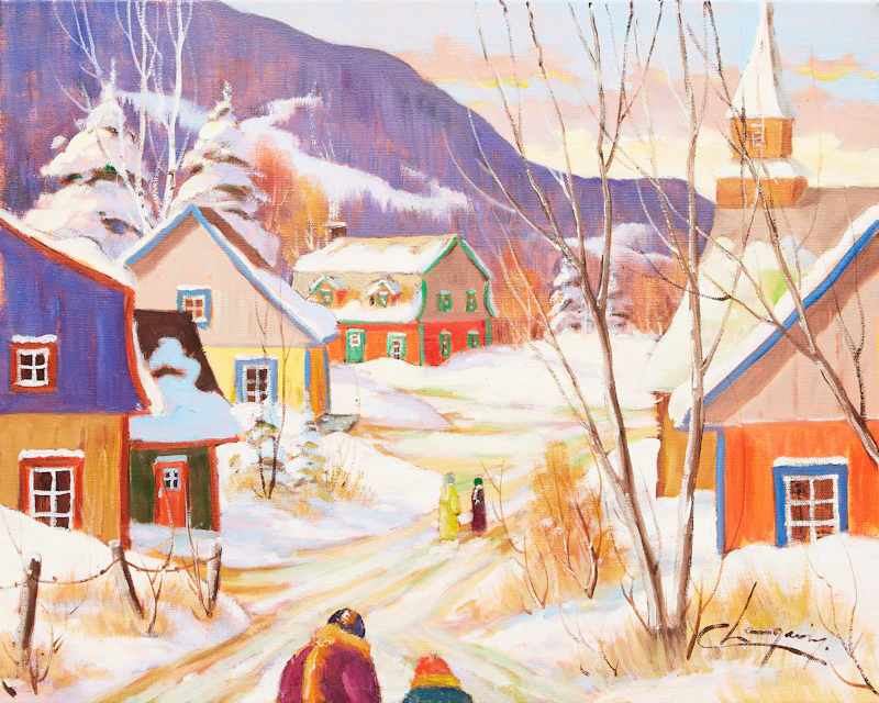 Claude Langevin, Rue Principale, oil on canvas