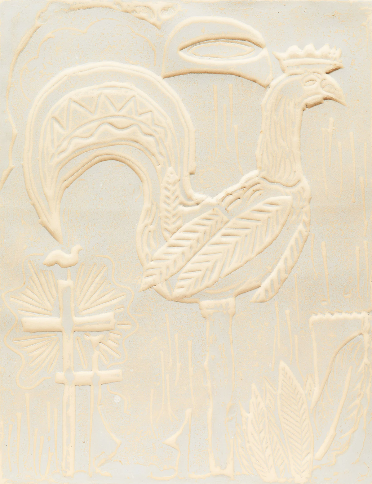André Charles Biéler, Coq du matin, relief print