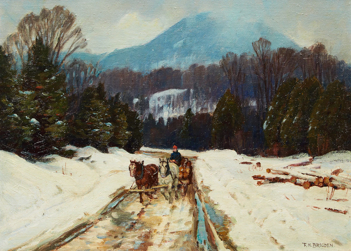 Frederick Henry Brigden, March Weather, Eastern Townships, oil on canvas board