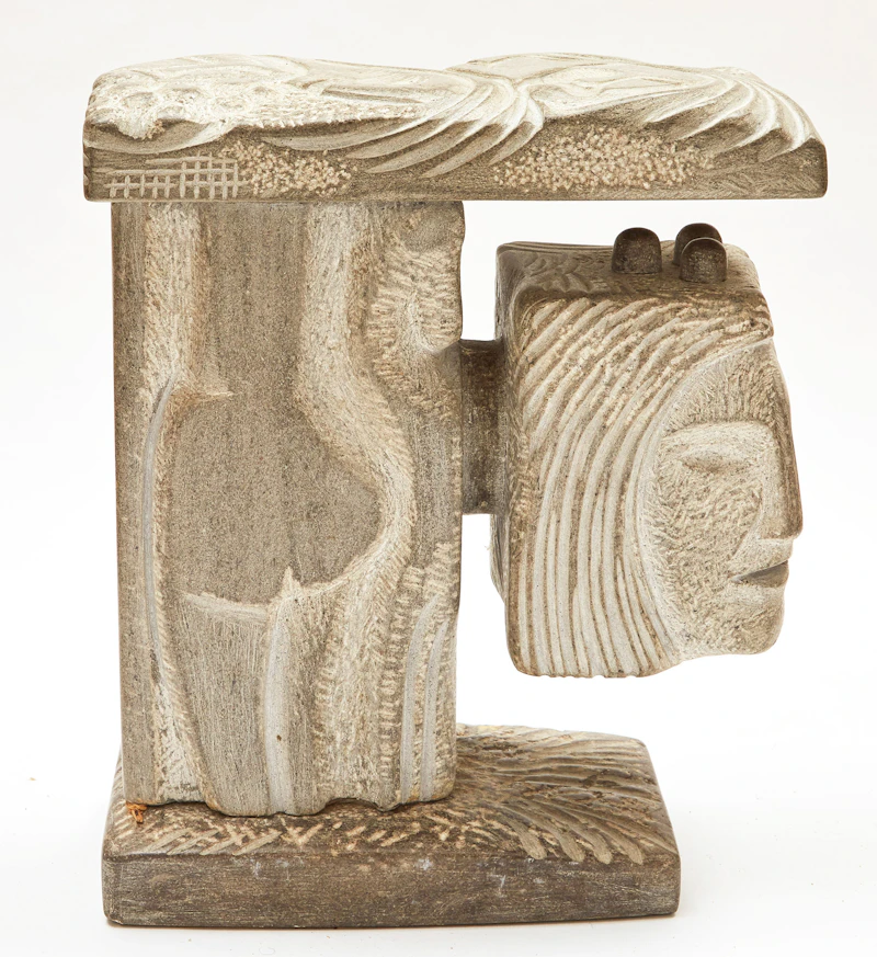 Roger Cavalli, Untitled (Figures with Tree), stone sculpture