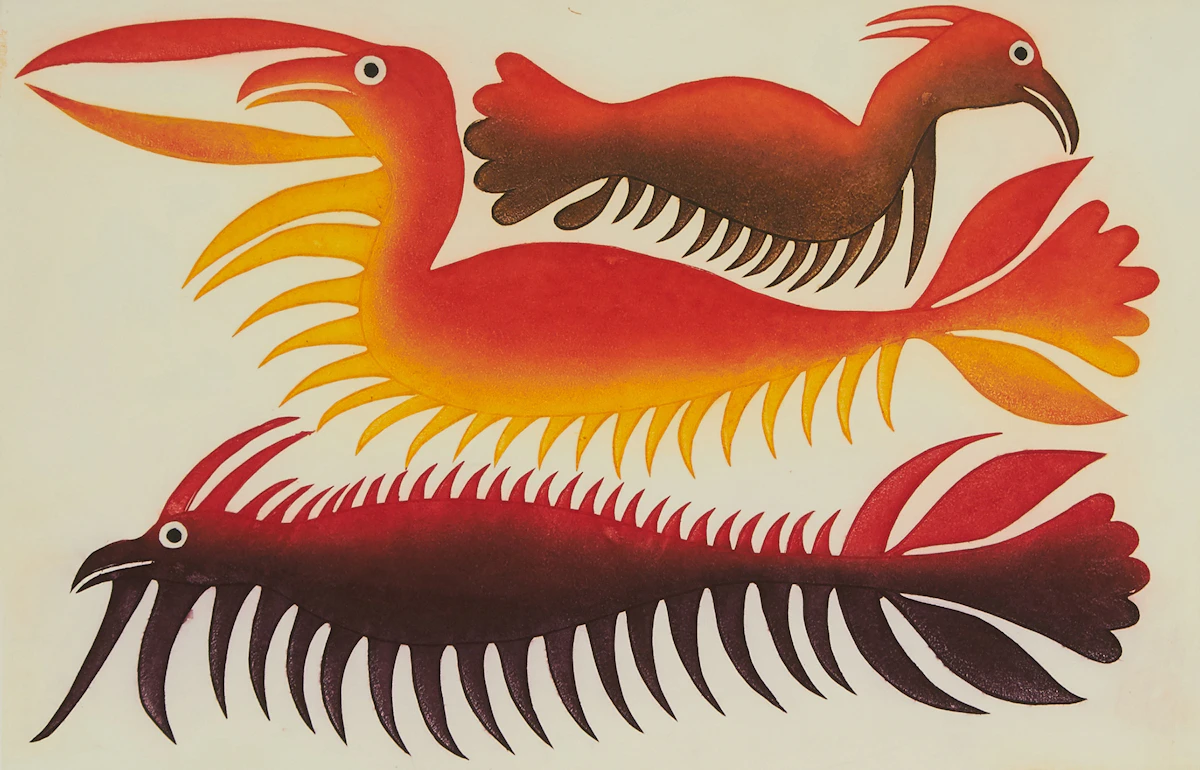 Kenojuak Ashevak, Submerged, colour etching and aquatint, 2002