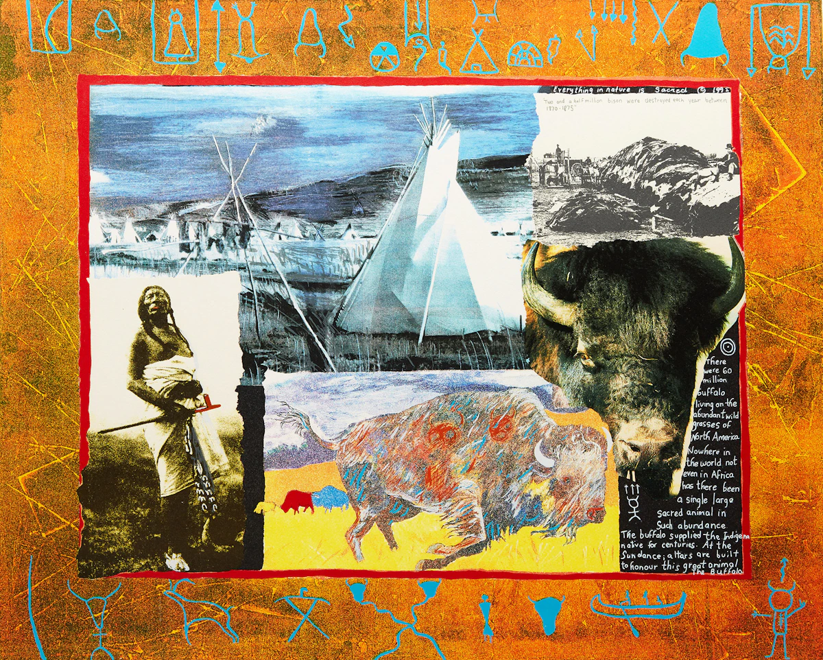 Jane Ash Poitras, Buffalo Hierophany, lithograph, 1992