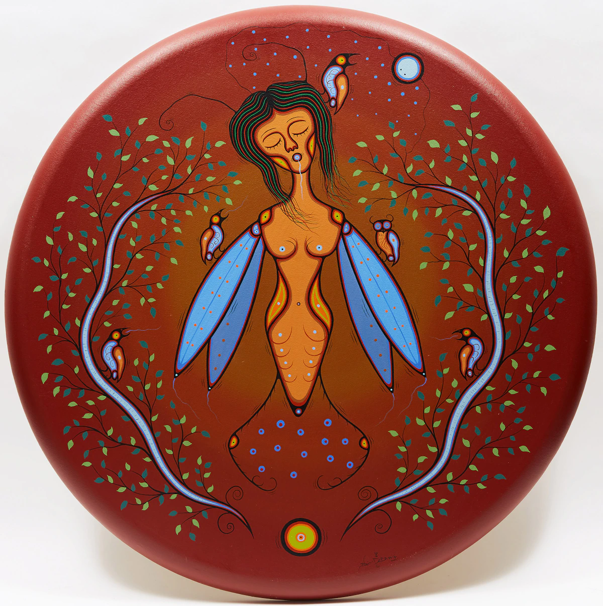 Blake Debassige, Dragon Queen / Respecting All Living Spirits, oil on canvas, 1998