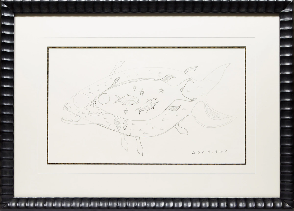 Norval Morrisseau, Untitled (Fish X-Ray Vision), pencil drawing