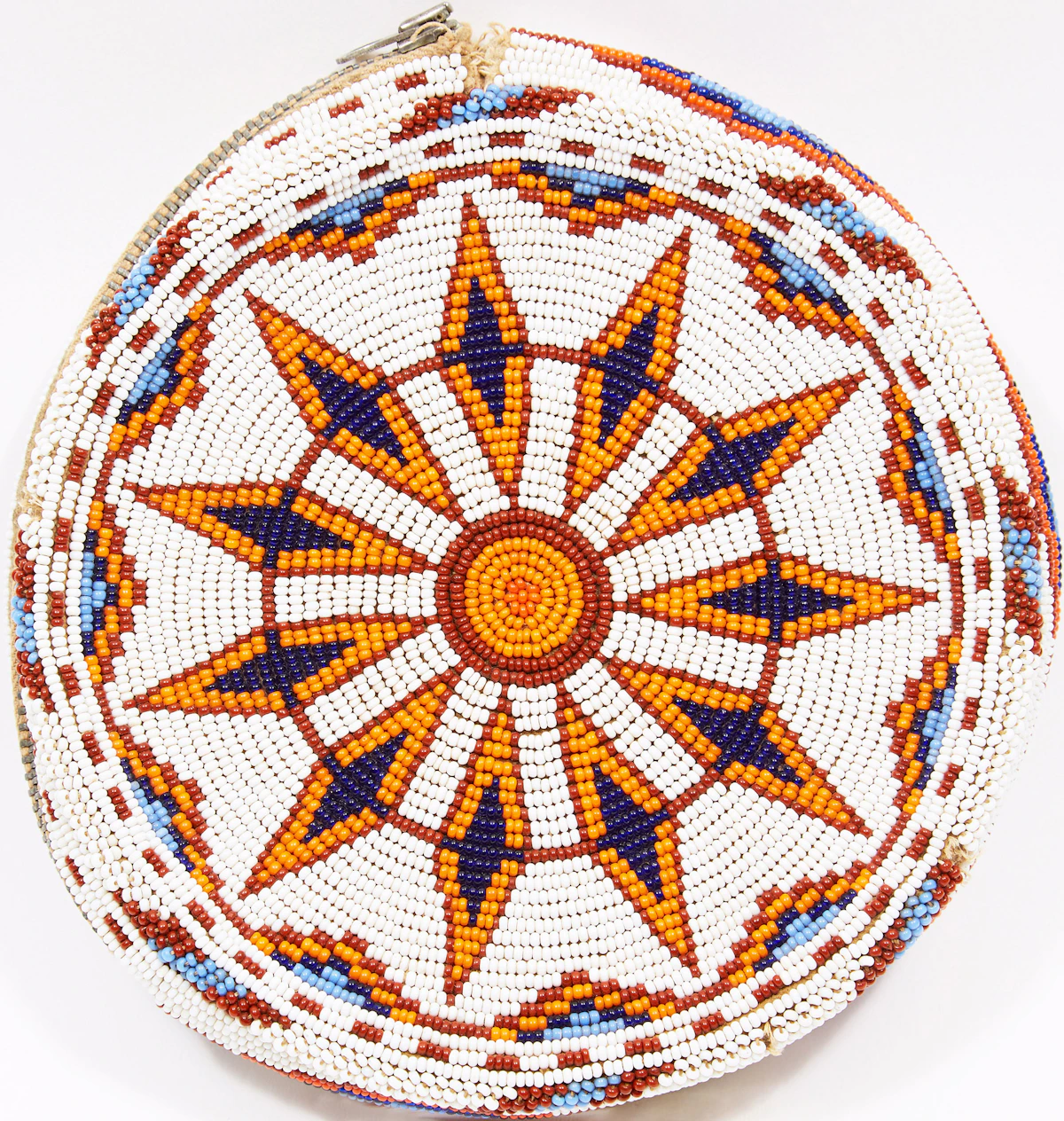 Unknown Plains Artist, Beaded Tobacco Pouch with Zipper, hide, circa 1950