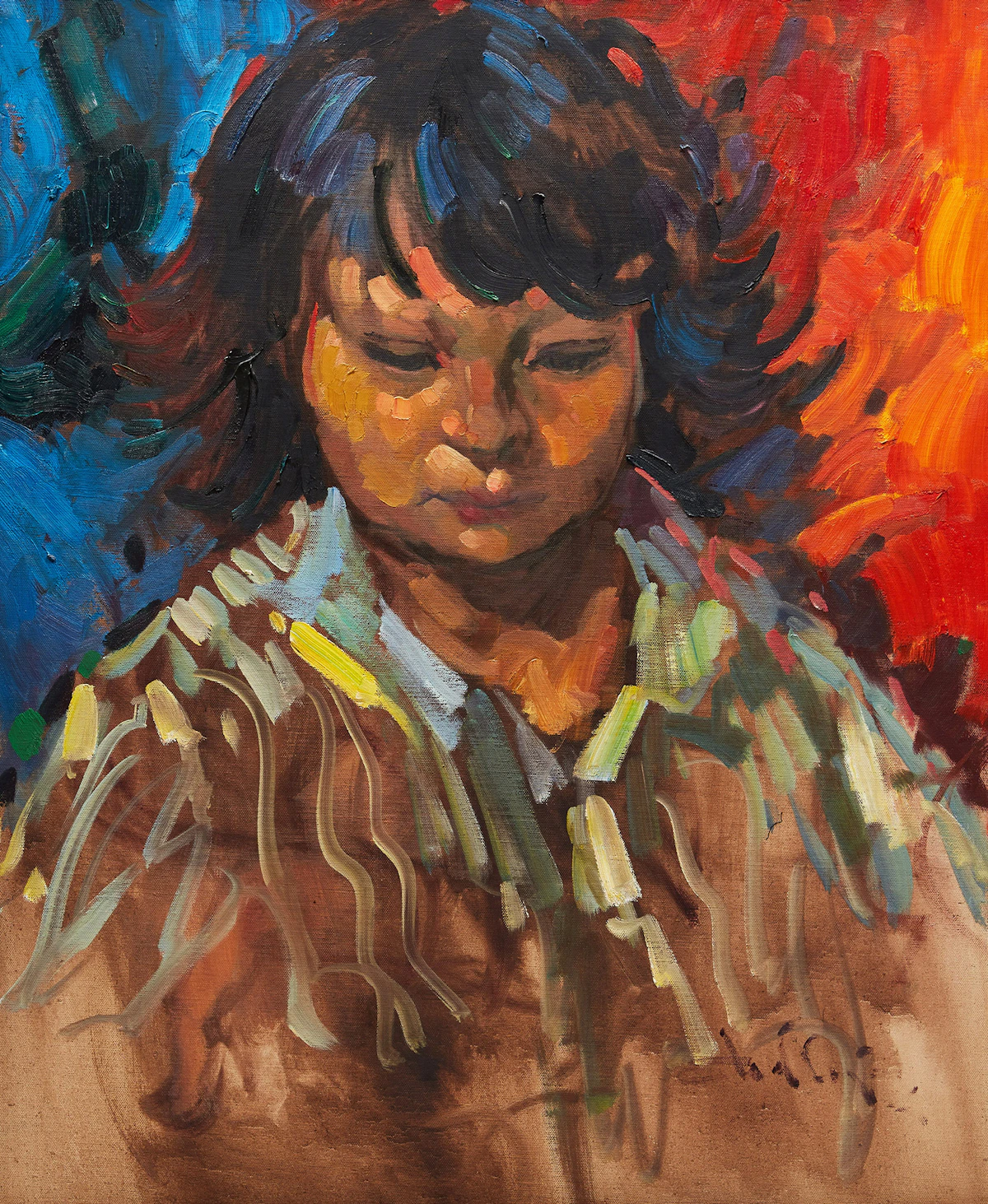 Arthur Shilling, Portrait of a Young Girl, oil on canvas, 1972