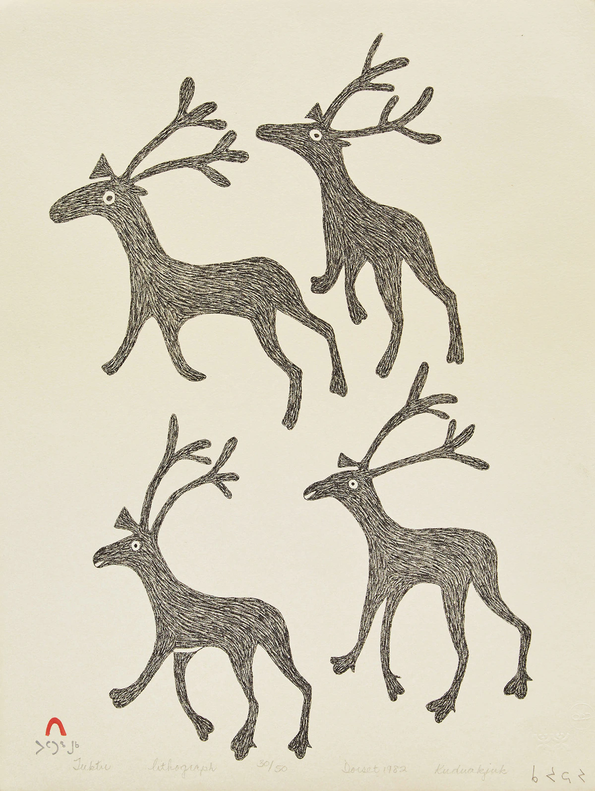 Kuduakjuk, Tuktu, lithograph, 1982
