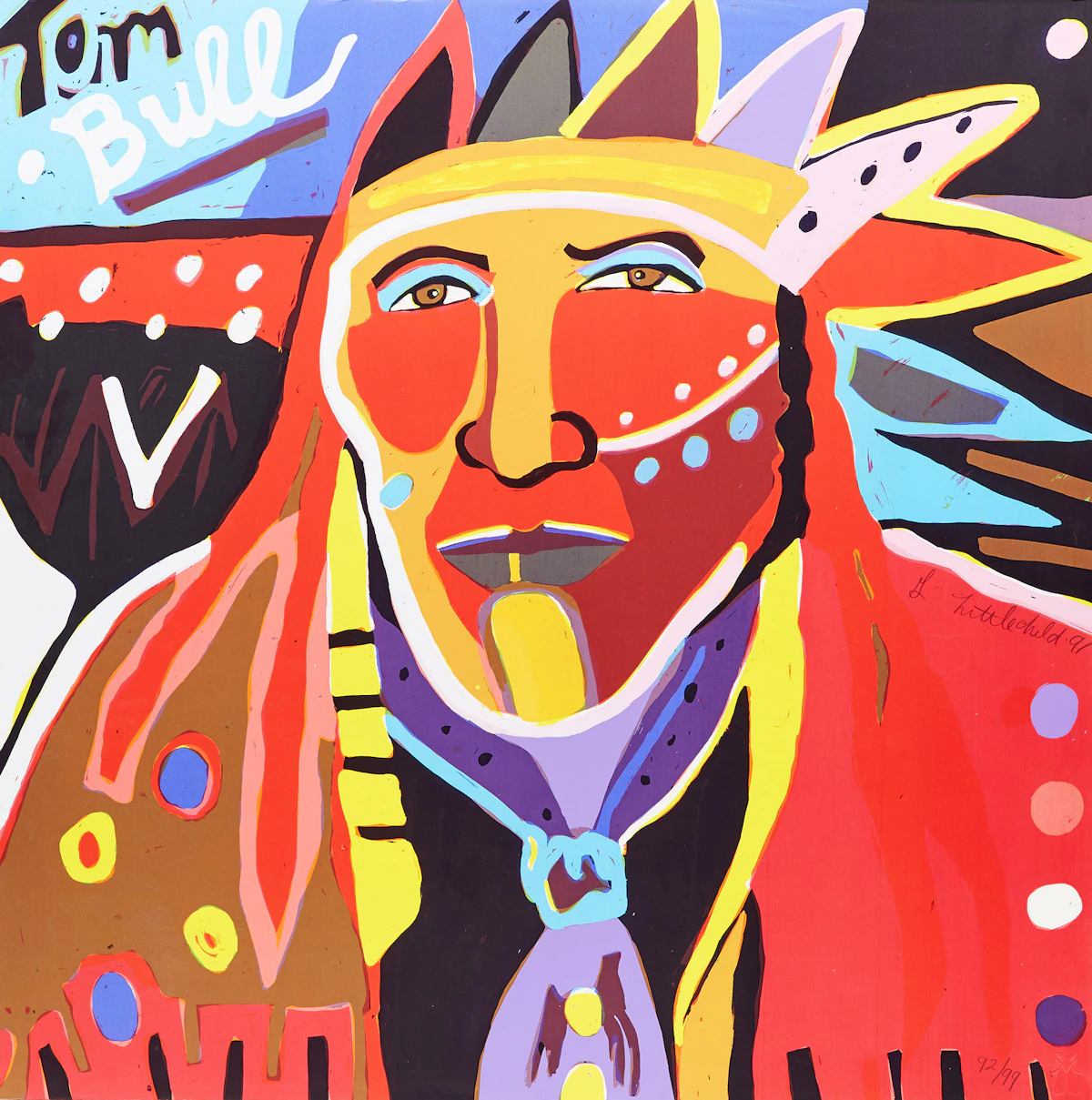 George Littlechild, Tom Bull, serigraph in colours, 1991
