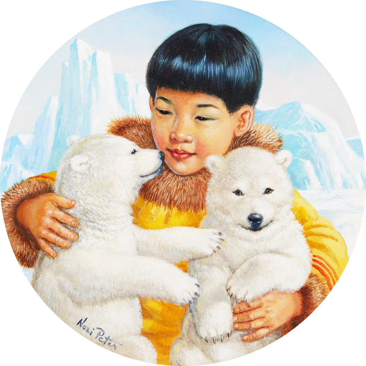 Nori Peter, Snow Bruins, oil on board