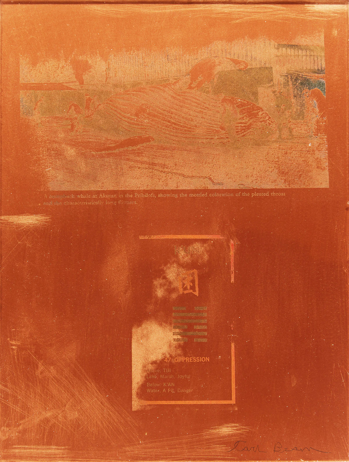 Carl Beam, Humpback Whale , mixed media on plexiglass
