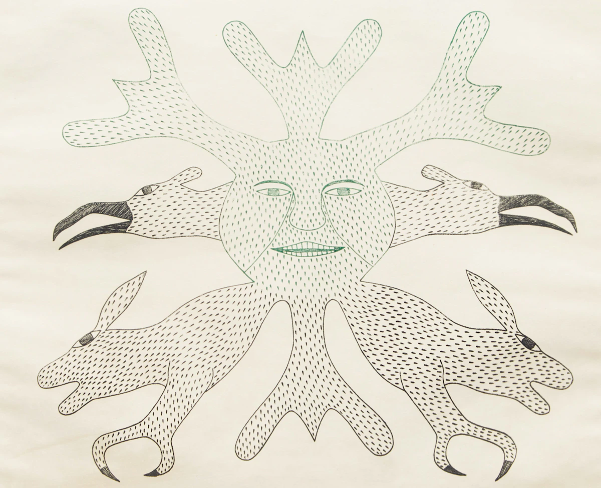 Kenojuak Ashevak, Bird Image, etching, 1968