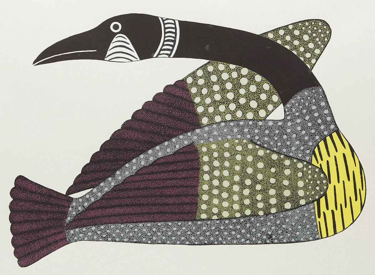 Kenojuak Ashevak, Yellow Breasted Loon , lithograph, 2007