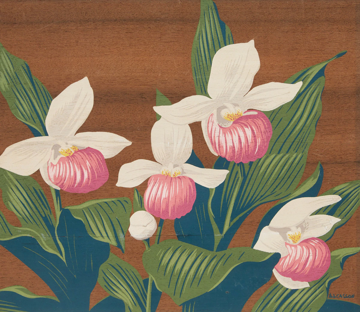 Alfred Joseph Casson, Lady Slippers; Marsh Marigolds, pair of silkscreens on veneer