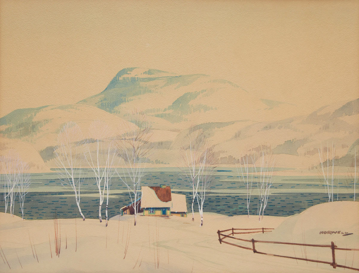Graham Noble Norwell, Cabin by the Lake, watercolour