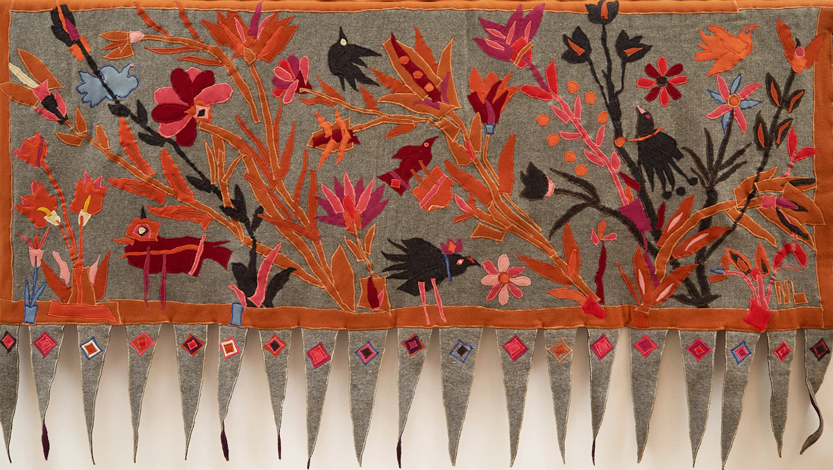 Norman Laliberté, Birds and Flowers / Fish, double-sided mixed media tapestry