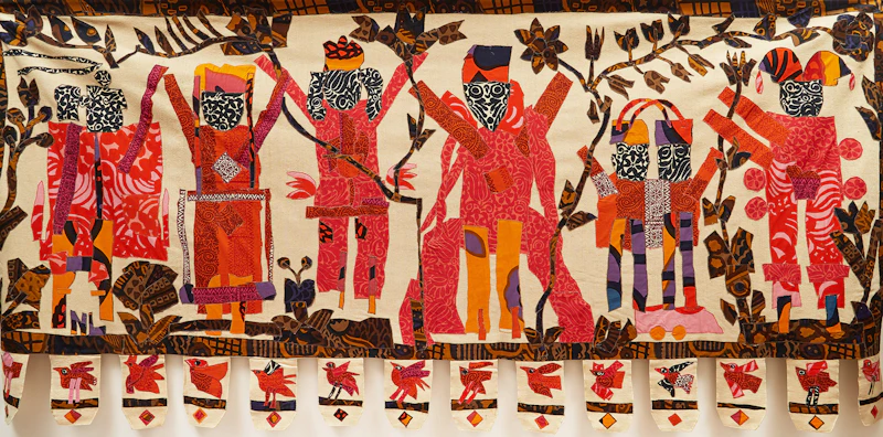 Pink Figures and Birds by Norman Laliberté