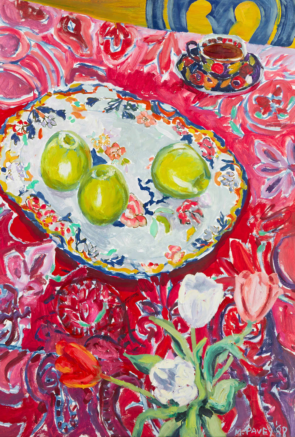 Mary Pavey, Platter on a Paisley Shawl, oil on paper, 1988