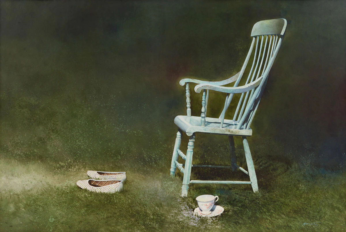 Barry McCarthy, Untitled (Chair, Shoes and Tea Cup), watercolour, 1987