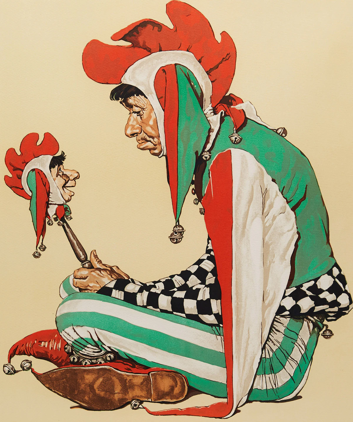 Norman Percevel Rockwell, The Jester, colour lithograph