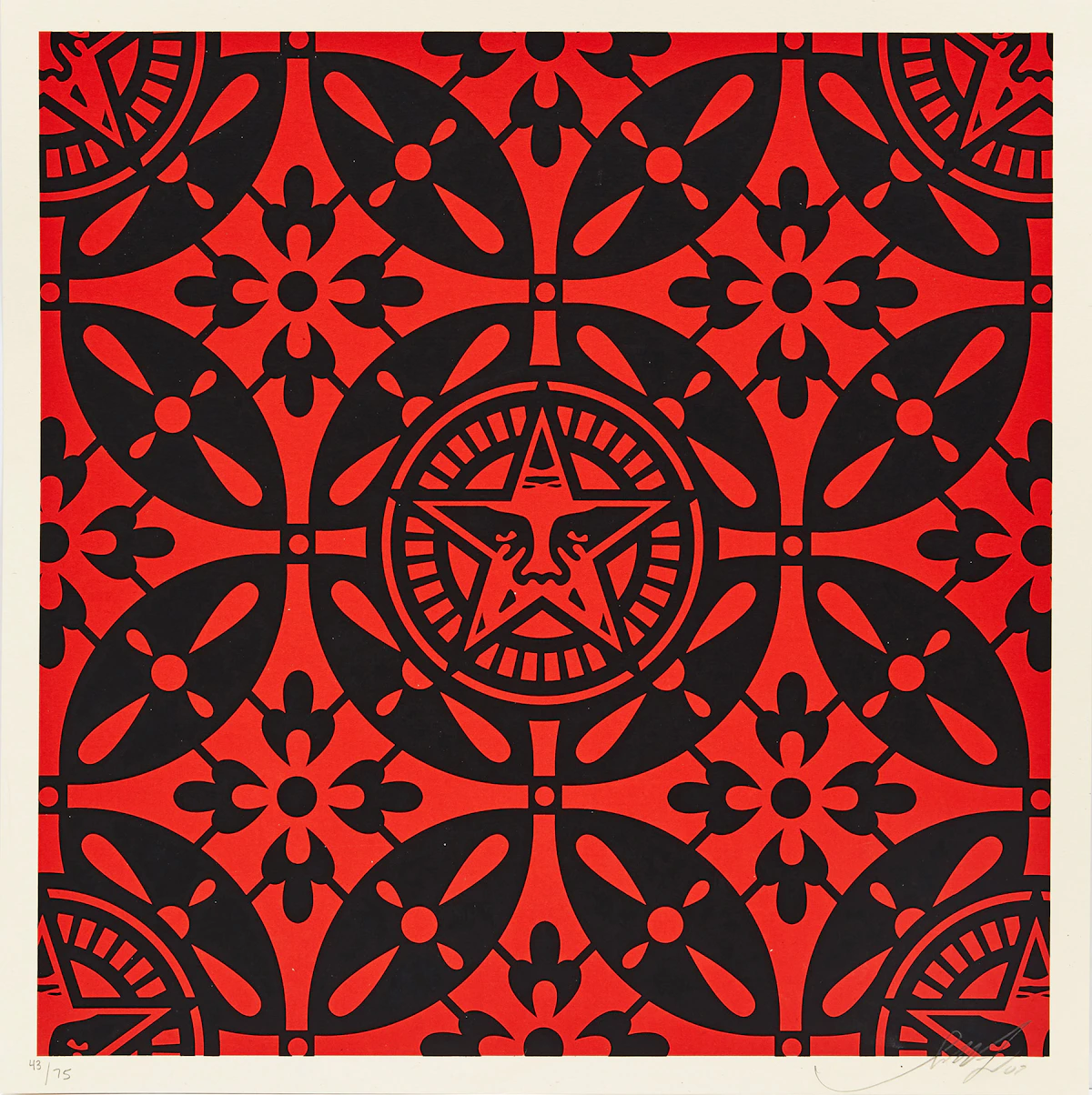 Shepard Fairey, Japanese Pattern-Red, colour screenprint, 2009
