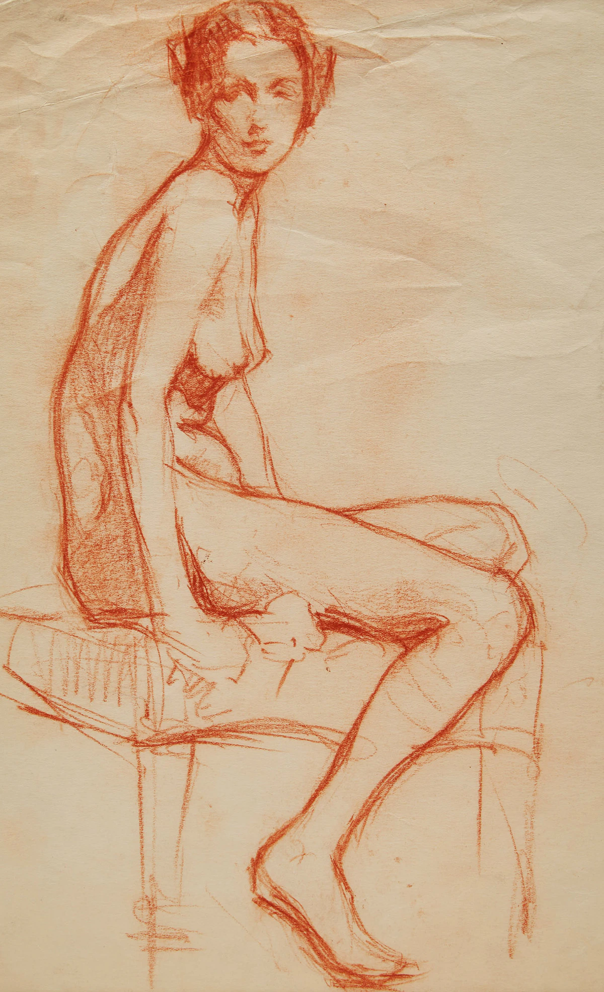 Manly Edward MacDonald, Female Nude Portrait, coloured chalk