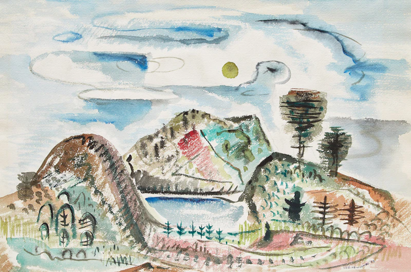 Coast with Hills; Military Base; Casa de Mendoza, San Miguel de Allende, Mexico by William John Bertram Newcombe