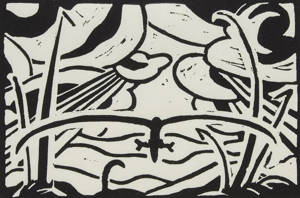 Isabel McLaughlin, Into the Now, linocut, 1998