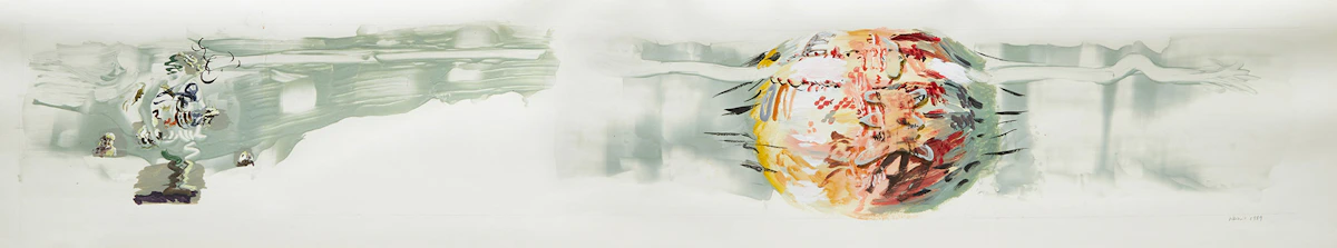 Carol Wainio, Study for Story Line / Body of Text, acrylic and collage on paper, 1989