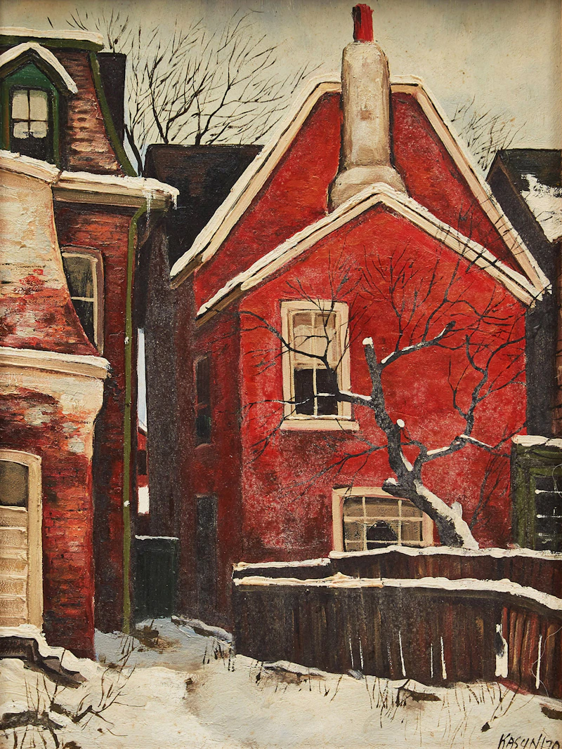 John Kasyn, Yard with Apple Tree, D’Arcy Street, Toronto , oil on board