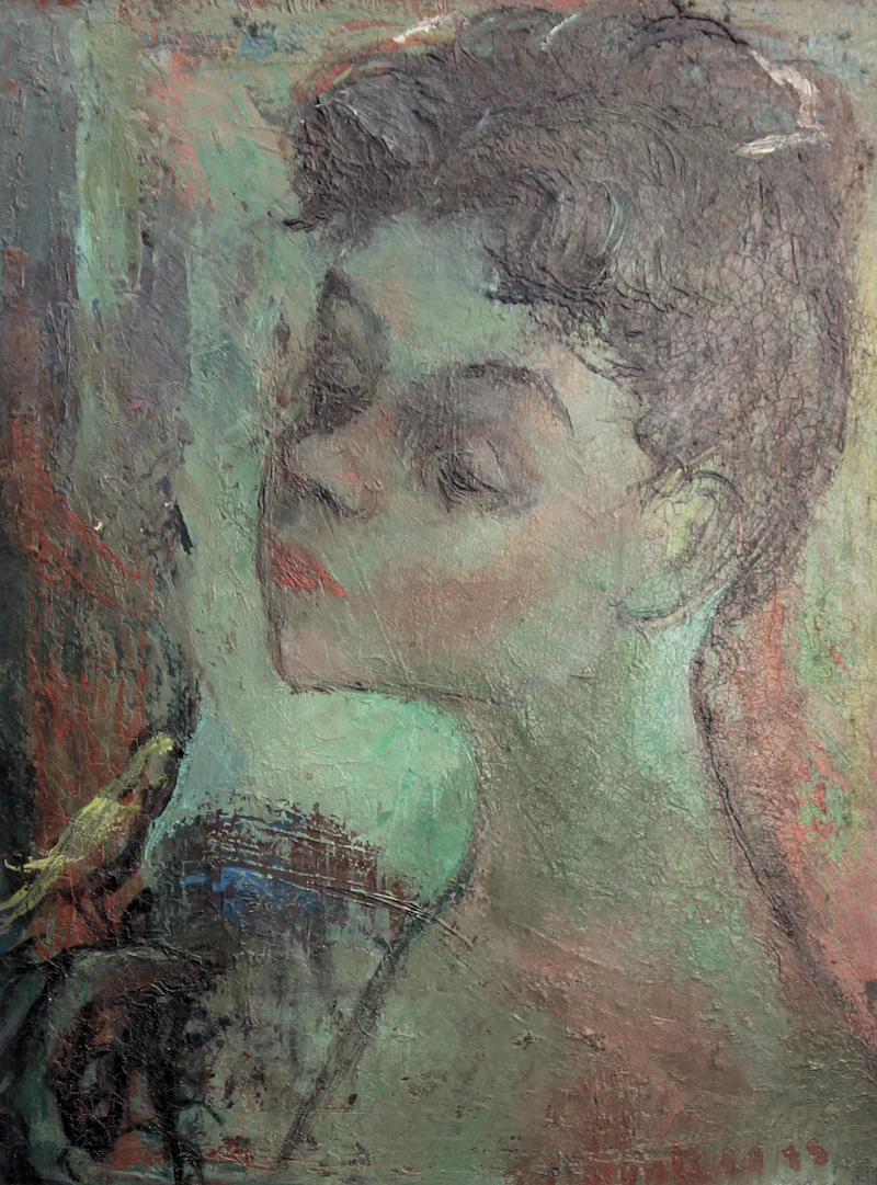 William Arthur Winter, Portrait of a Young Woman, oil on board